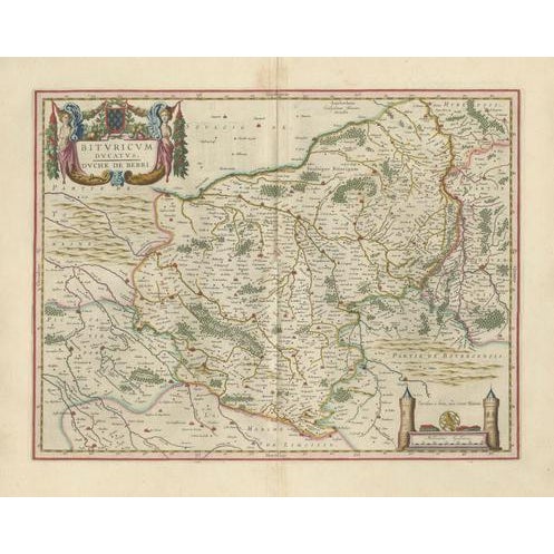 Antique Map of Berry, Bourges and Sancerre from Blaeu, France, 1642 For Sale - Image 10 of 10