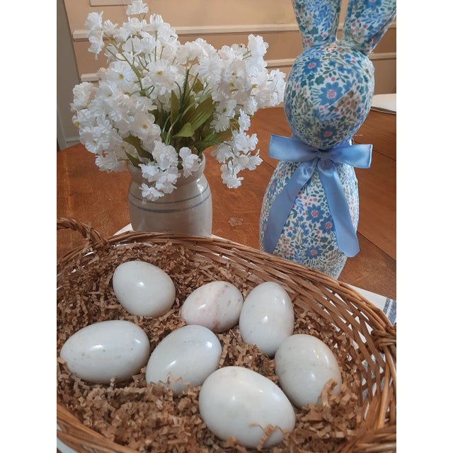XL White Alabaster Marble Duck Eggs Easter For Sale - Image 4 of 12