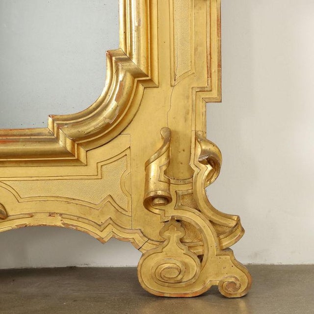 Large Antique Swiss Mirror in Pine For Sale - Image 9 of 15