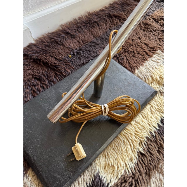 Metal Vintage Mid‑Century Modern Chrome Space Age Arc Chrome with Globe Shade Floor Lamp For Sale - Image 7 of 8