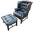 English Vintage Blue Tufted Leather Wing Chair and Ottoman by Classic Leather For Sale - Image 3 of 10