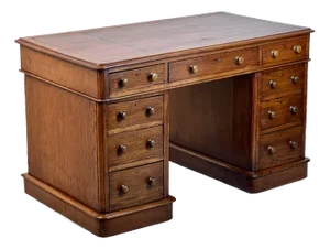 Victorian Oak Pedestal Desk by Deighton & Dunthorne