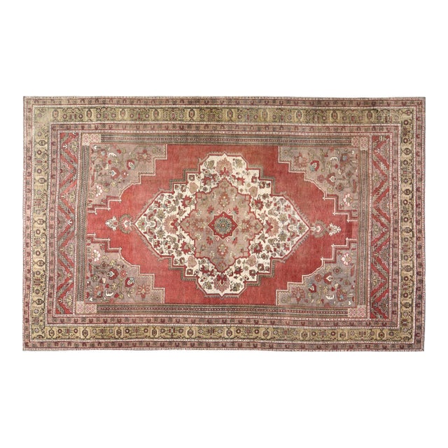 Vintage Turkish Oushak Hand Knotted Wool Rug, For Sale