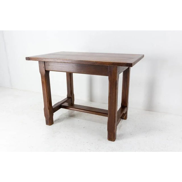 Mid-Century French Massive Oak Side Table For Sale - Image 3 of 9
