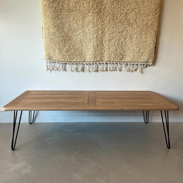Wooden Coffee Table with Metal Legs For Sale - Image 6 of 6