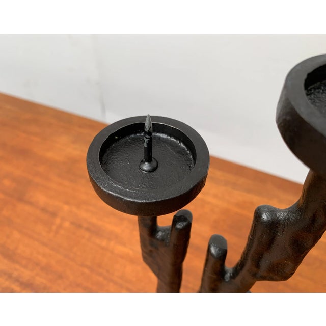Vintage Brutalist Sculptural Metal Candleholder For Sale - Image 14 of 18