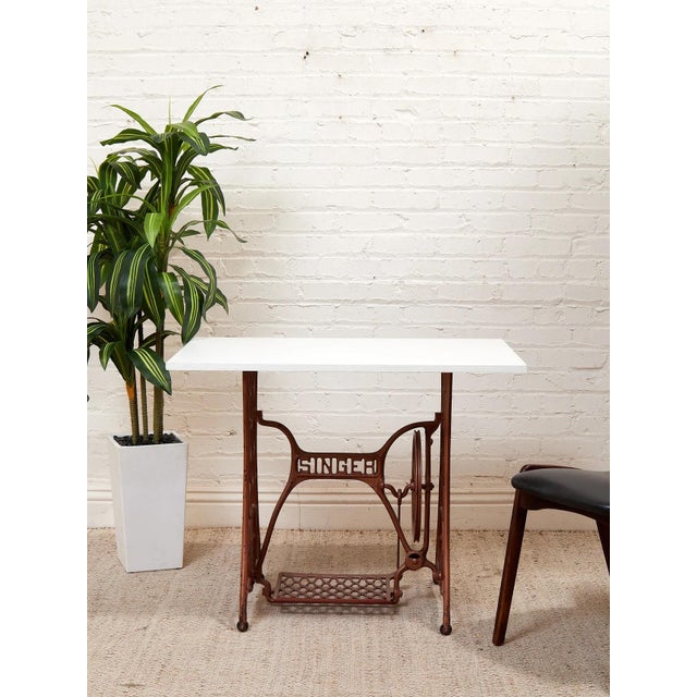 Modern Mid 20th Century Singer Base Table Desk For Sale - Image 3 of 12