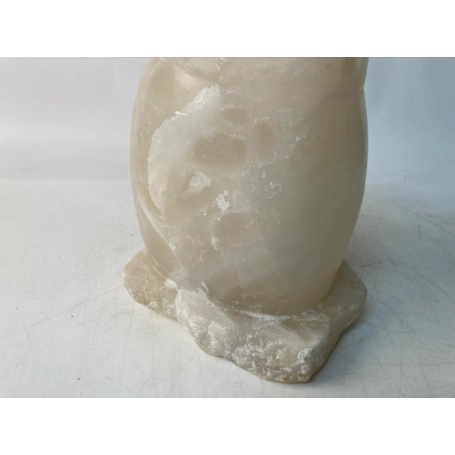 1970s Vintage Translucent White Alabaster Owl Sculpture For Sale - Image 10 of 10