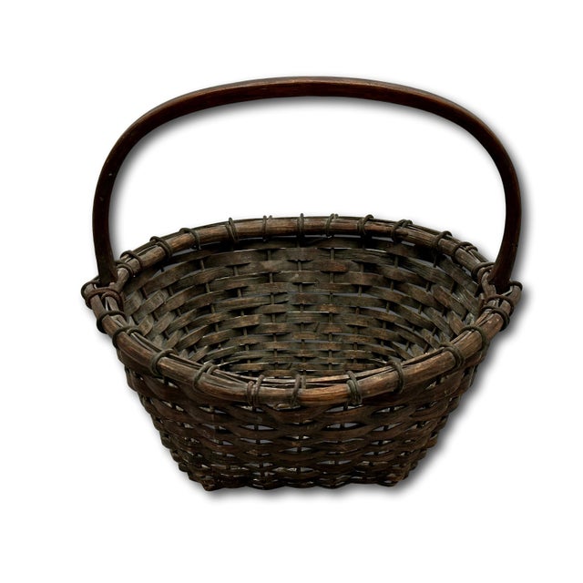 Great Authentic Antique Steel Wire & Ash Wood Splint Massachusetts Famous Ipswich Clam Diggers Gathering Basket For Sale - Image 10 of 18