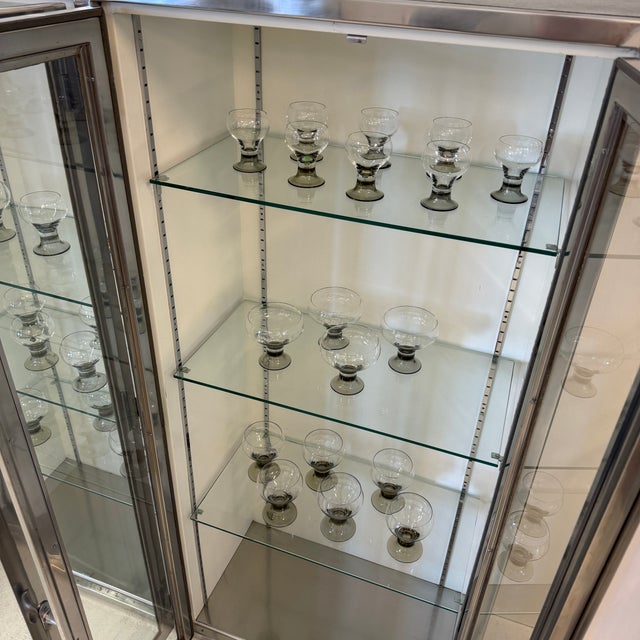 Glass Large Vintage Display Case in Stainless Steel and Glass, 1960s For Sale - Image 7 of 10