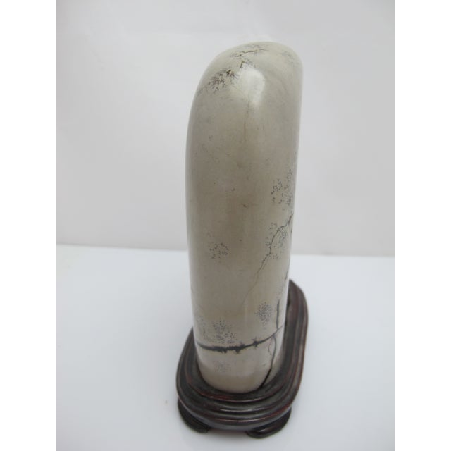 Chinese Natural Painting Dream Stone Meditational Scholars Siltstone Wood Stand For Sale - Image 9 of 12