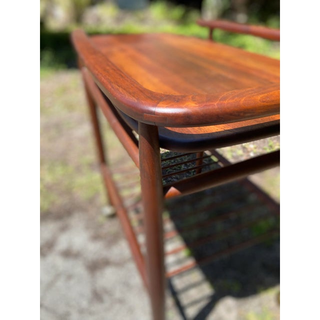 Mid-Century Modern Mid Century Modern Drop-Leaf Rolling Dry Bar | in Style of Arthur Umanoff For Sale - Image 3 of 12