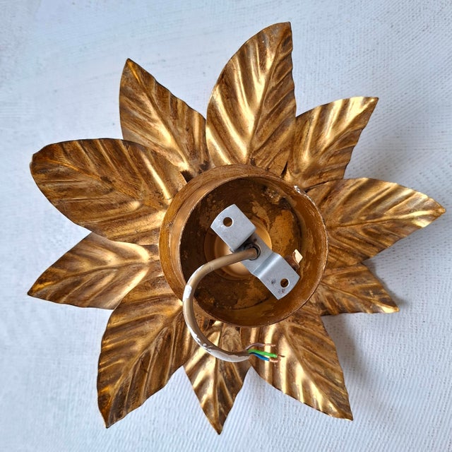 1970s Vintage Golden Metal Ceiling Lights, 1970s, Set of 2 For Sale - Image 5 of 6