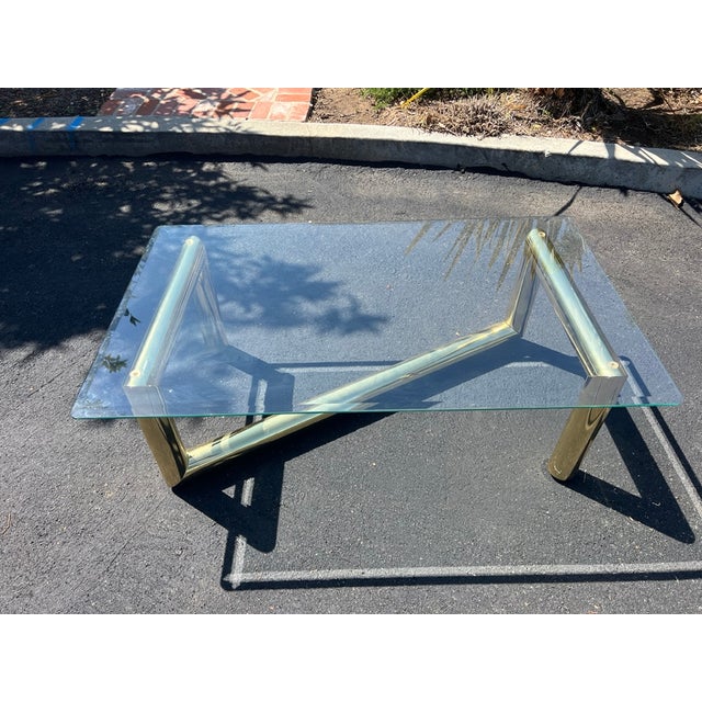 Karl Springer Brass Tubular Z Shaped Coffee Table With Glass Top Chairish