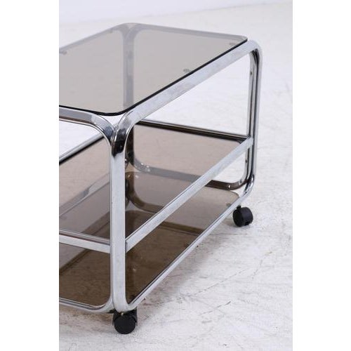 Mid-Century Chrome and Smoked Glass Serving Trolley, 1970s For Sale - Image 12 of 15