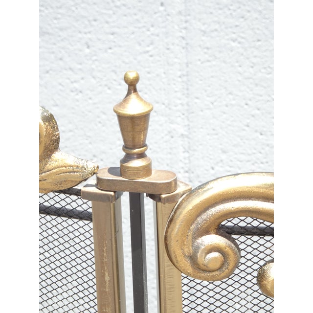 Vintage French Country Metal & Mesh Gold Fireplace Screen For Sale - Image 9 of 15