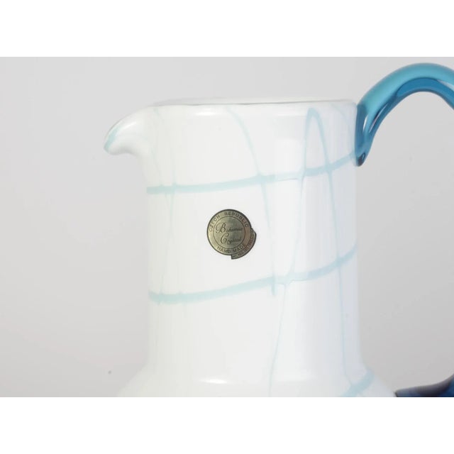 Blue and White Glass Vase and Jug Set from Bohemia Crystal, 1990s, Set of 2 For Sale - Image 6 of 15