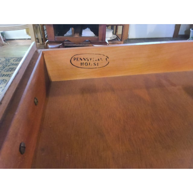 Pennsylvania House Vintage Pennsylvania House Solid Cherry Queen Anne Oval End Table With Drawer - Pristine Condition For Sale - Image 4 of 9