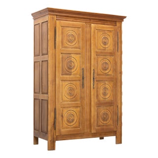 Vintage Carved Oak Cabinet, France, 1960 For Sale