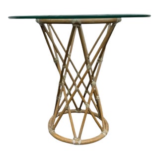 McGuire Twisted Rattan Side Table For Sale