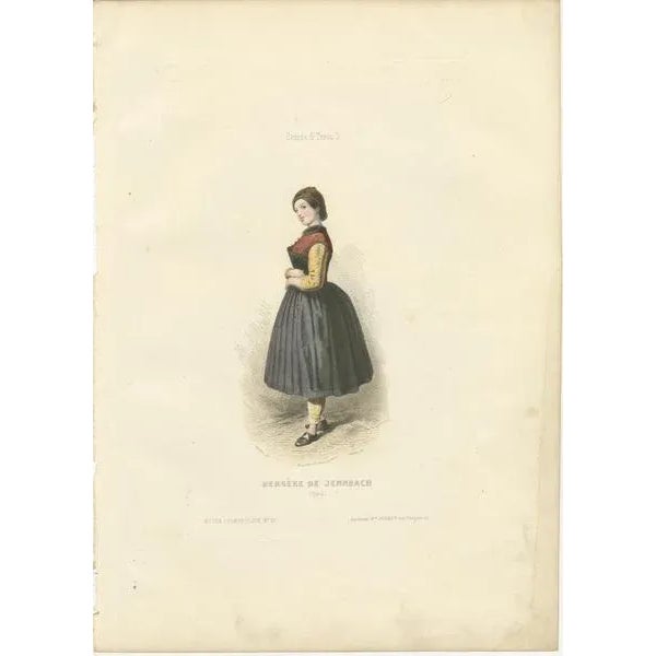 Tyrolean Shepherdess Print Jenbach Austria 1853 by Compte-Calix – Hand-Colored Lithograph This delicate antique print...