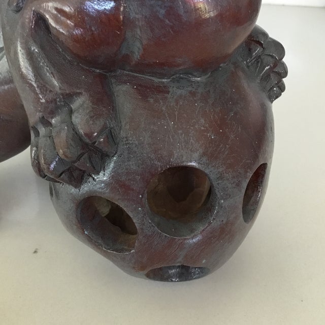Copper Vintage Hand Carved Foo Dogs - Set of 2 For Sale - Image 8 of 11