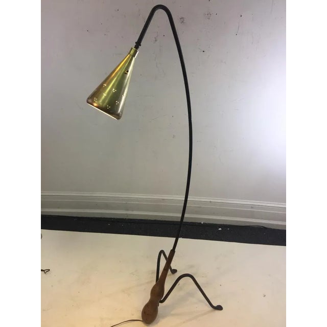 Wood Mid Century Modernist Floor Lamp Attributed to Greta Grossman For Sale - Image 7 of 13