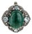 Victorian Style Halo Pendant With Emerald & Blue Topaz in Solid Silver For Sale