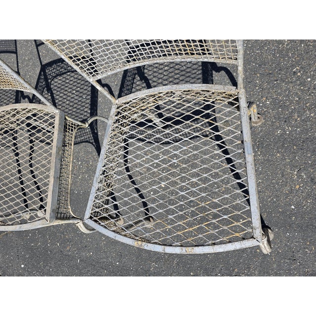 Vintage Rare 1960's Russell Woodard Attributed Mesh Wrought Iron Patio Glass Table and 4 Chairs For Sale - Image 13 of 18