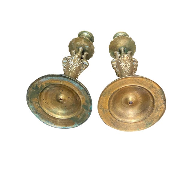 19th Century Antique French Bronze Candlesticks - a Pair For Sale - Image 5 of 6