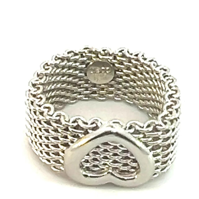 Contemporary 1990s Tiffany & Co Estate Somerset Heart Ring 7 Silver, Size 7 For Sale - Image 3 of 8