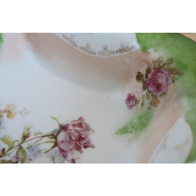 Vintage Gold Trimmed Porcelain Floral Bowl For Sale In Cincinnati - Image 6 of 9