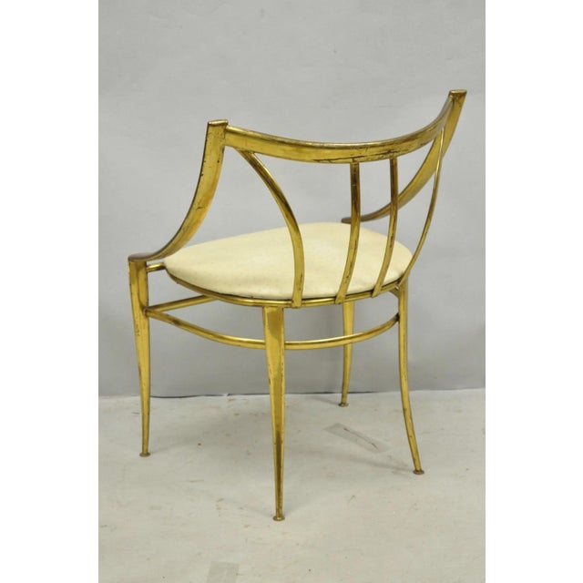 Vintage Italian Hollywood Regency Sculptural Brass Chiavari Style Accent Chair For Sale - Image 15 of 17