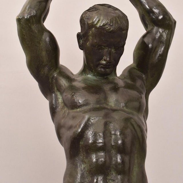 Alexandre Ouline, Art Deco Warrior Man, 20th Century, Bronze For Sale - Image 3 of 12