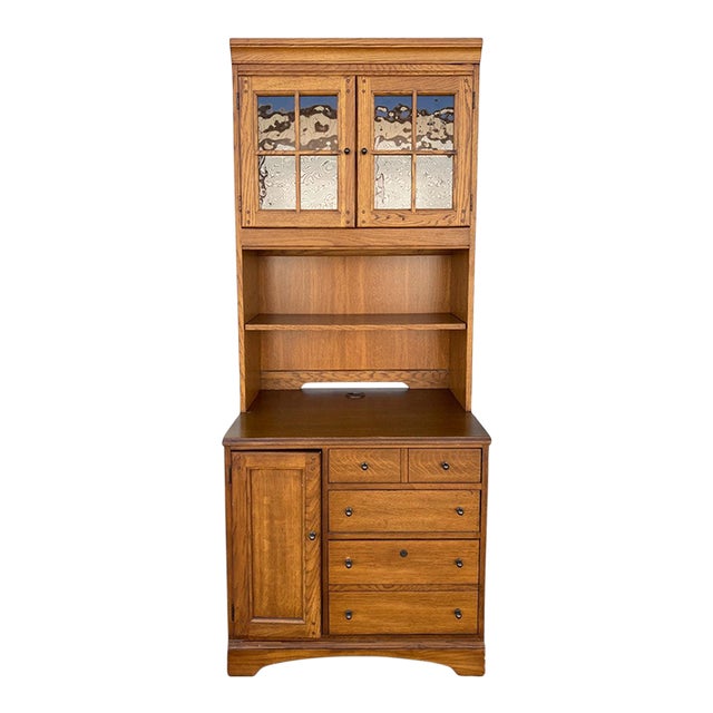 Hooker Furniture Oak Executive Cabinet Hutch With Power Panel, 1990s For Sale