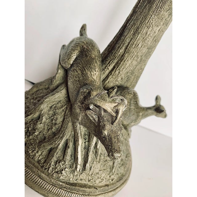 Faux Gilt-Wood Rustic Buck & Doe Woodlands Table Lamp For Sale - Image 11 of 13
