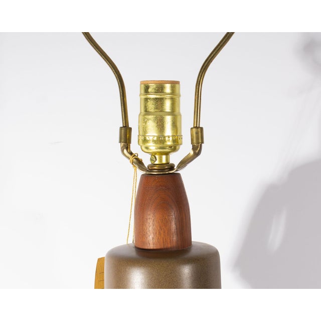 Wood Martz Marshall Studios Ceramic and Walnut Table Lamp For Sale - Image 7 of 8