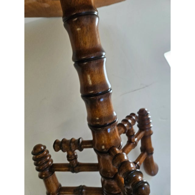 Vintage Honey Colored Faux Bamboo Turned Occasionsl Table With Octagonal Top For Sale - Image 4 of 5