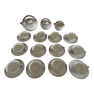 Antique Porcelain Tea Service by Charles Ahrenfeldt for Limoges, 1890s, Set of 27 For Sale