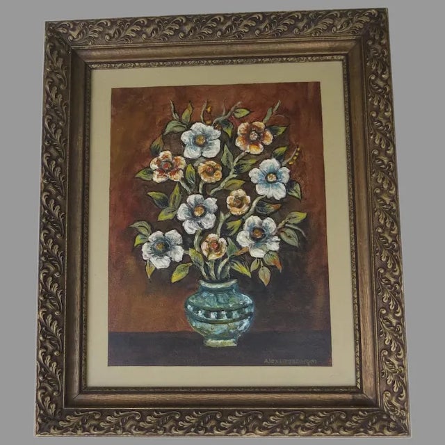 Mid 20th Century Floral Still Life Impasto Painting, Framed For Sale - Image 10 of 10