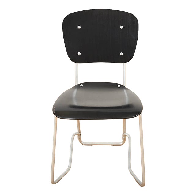 Alu Flex Chair in Aluminum Frame and Black Plywood Seat and Back from Armin Wirth, 1951 For Sale