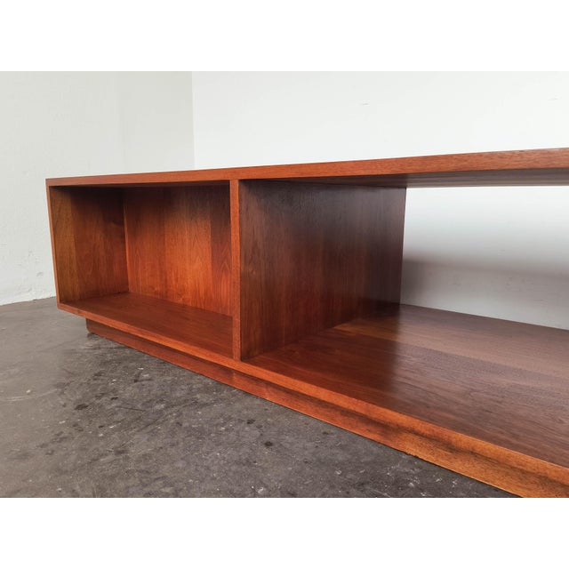 Brown 1960s Mid-Century Modern Minimal Walnut Cabinet Coffee Table For Sale - Image 8 of 8