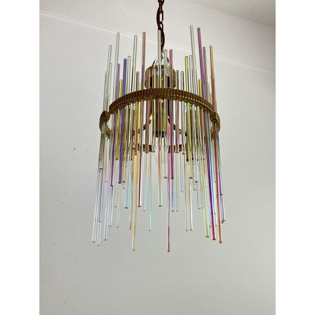 1960s Vintage Italian Chandelier in Brass and Murano Glass, 1960s For Sale - Image 5 of 14