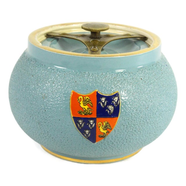 1894-1926 Carlton Ware Armorial Crest W&r Stoke on Trent Tobacco Jar Cambridge For Sale