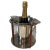 This rare champagne bucket with flutes holder is made of silver plated and leather. This is a French work, circa 1970.