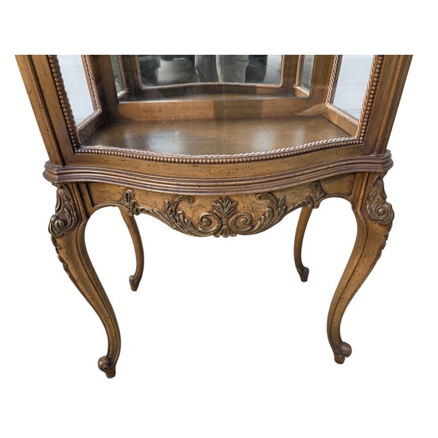Vintage French Carved Vitrine Curio Cabinet Hutch Display Louis XV Style For Sale In Philadelphia - Image 6 of 13