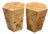 Pair of Italian MCM Burl Elm Hex Tables For Sale