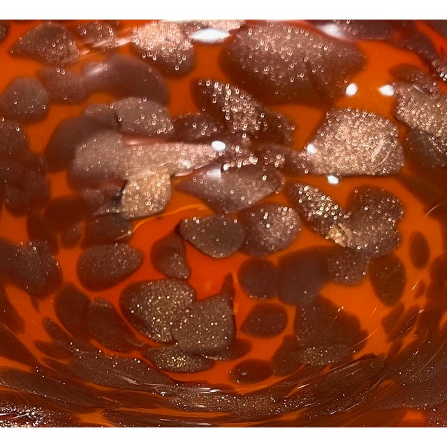 Mid-Century Modern Orange and Gold Murano Style Italian Ashtray or Catchall For Sale - Image 3 of 5
