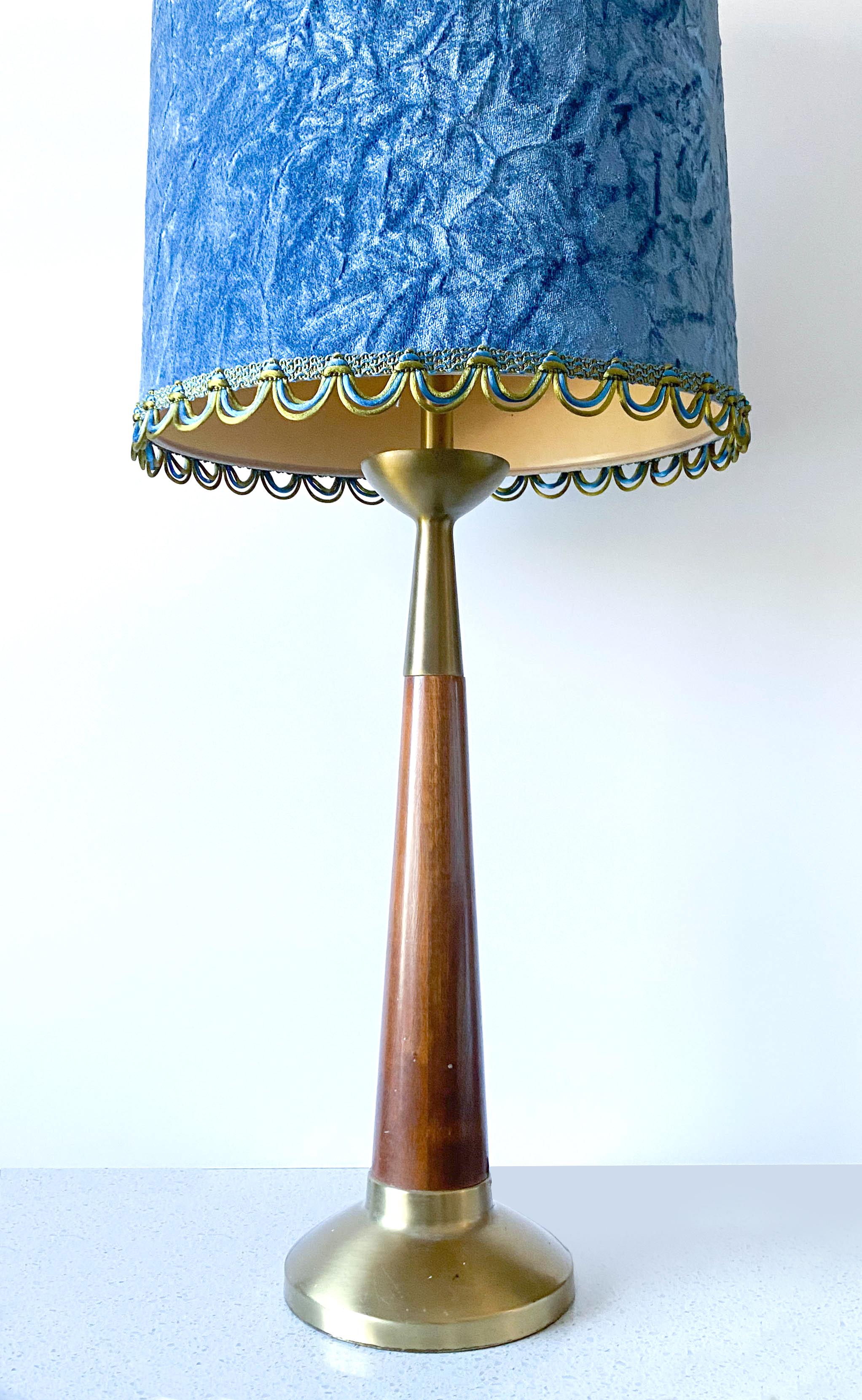 blue velvet table lamp
