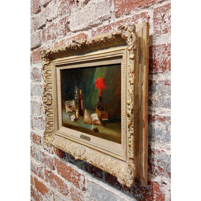 Brown F. Markey-Still Life W/ Cigar,Newspaper,Bourbon & Soda-Oil Painting For Sale - Image 8 of 10